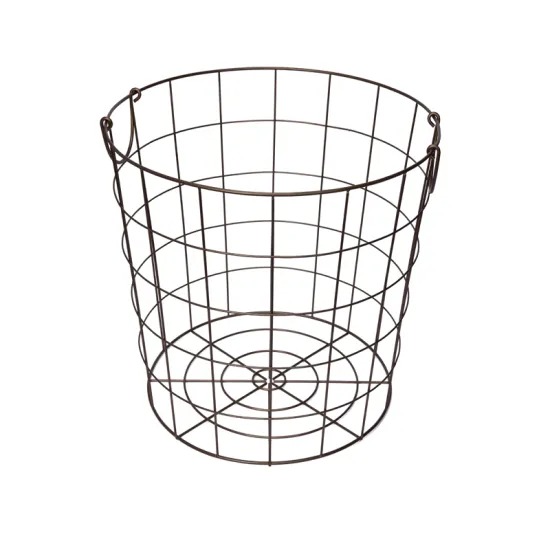 Round Laundry Hamper Iron Storage Basket Organizer With Handle